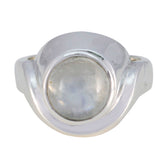 Ines Glamorous White Solitaire Ring in Silver Rainbow Moonstone White